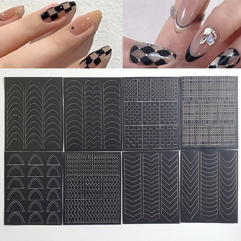Stencil Stamping Nail Sticker 8 types